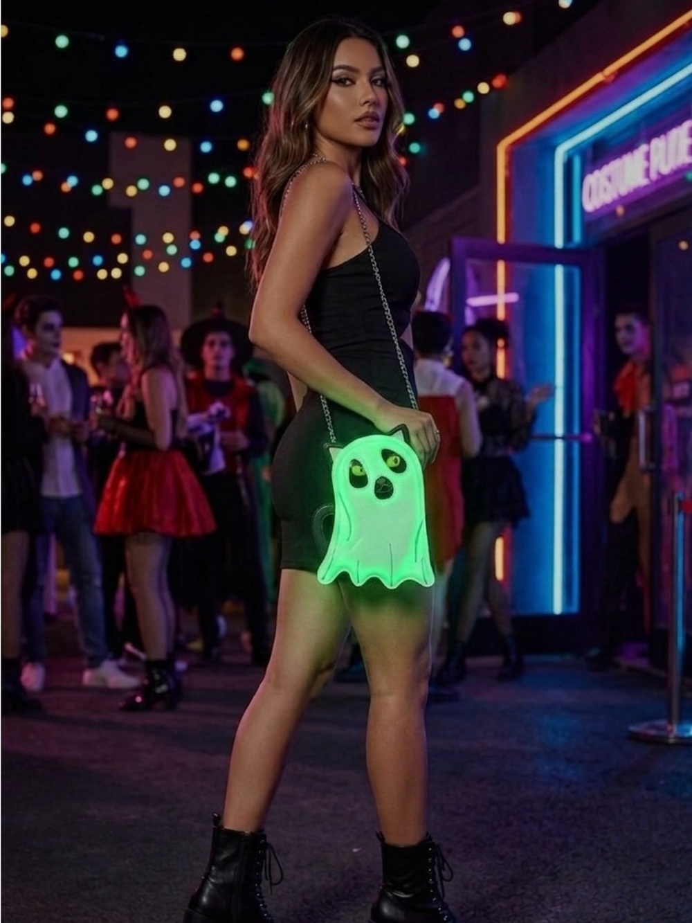 Betsey Johnson Glow In The Dark Ghost Cat Crossbody Bag Purse - Picture 2 of 8